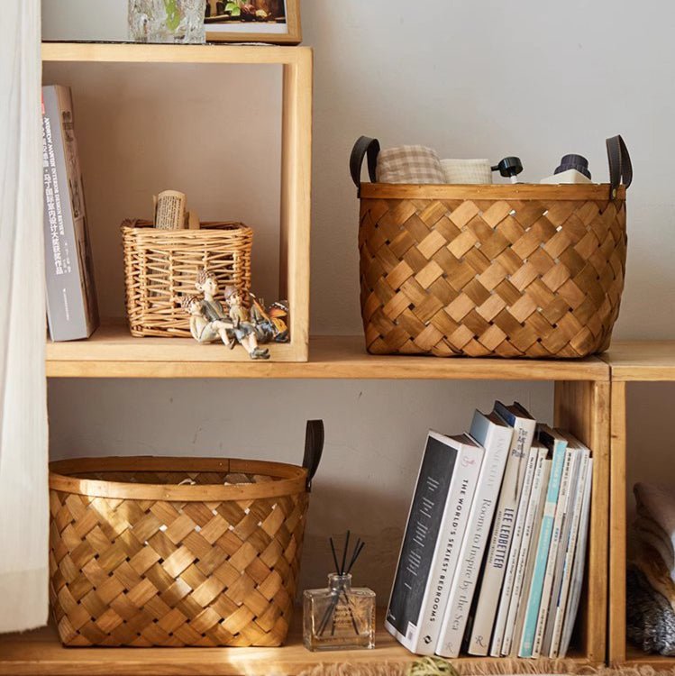 Rustic Handwoven Woodchip Basket