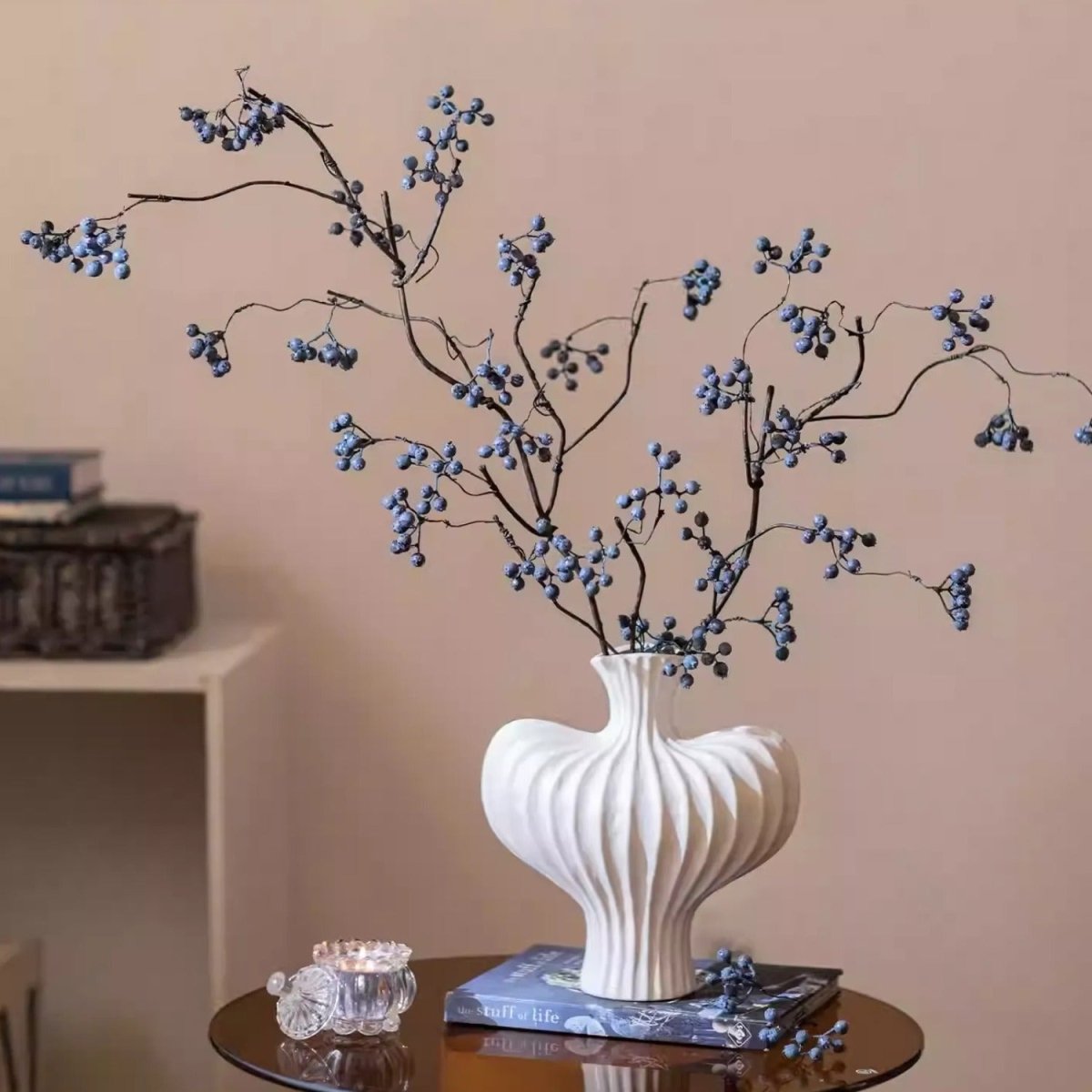 Zen Style Blue Berry Stem 37.5" Tall