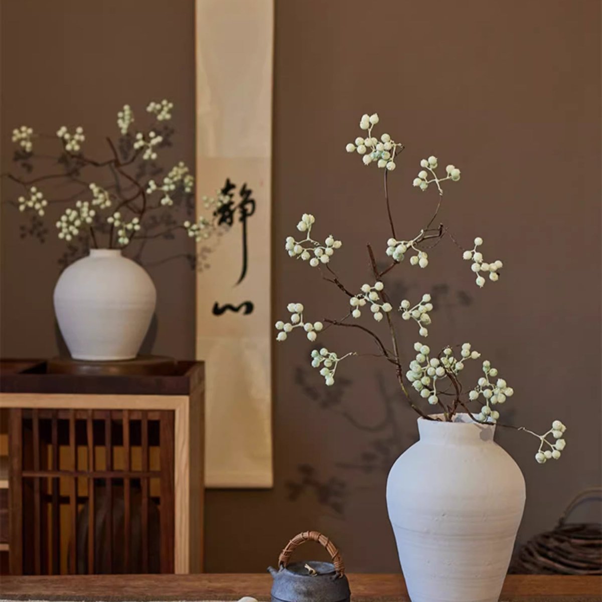 Zen Style Light Green Berry Stem 37.8" Tall