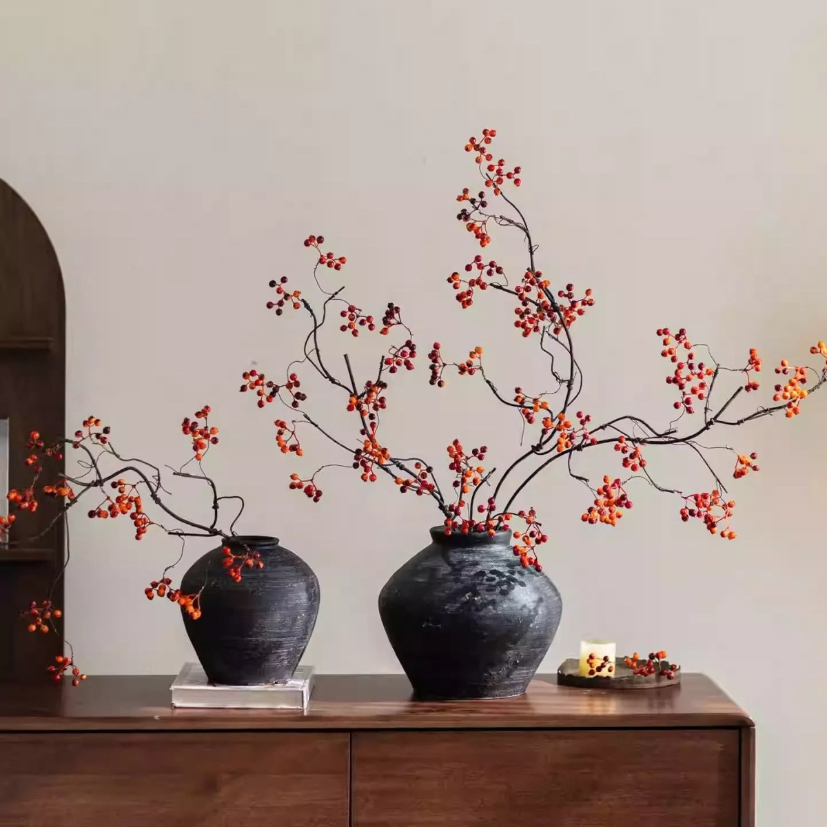 Zen Style Red Berry Stem 37.5" Tall