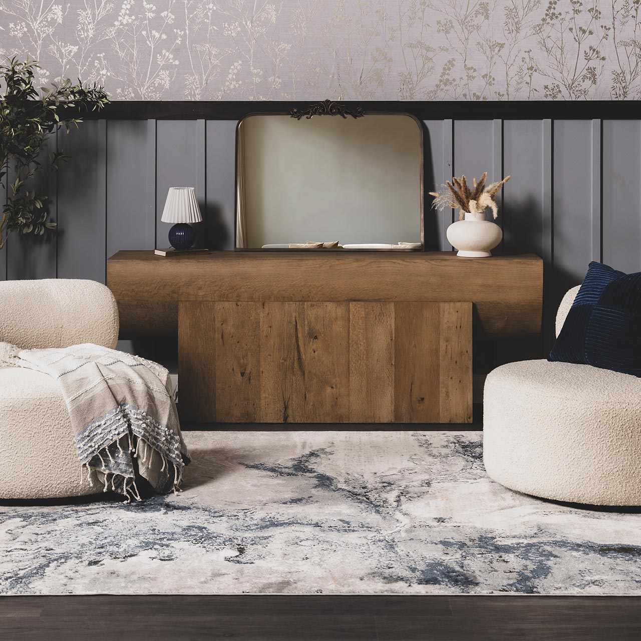 Kirkland Dark Blue Marble Rug