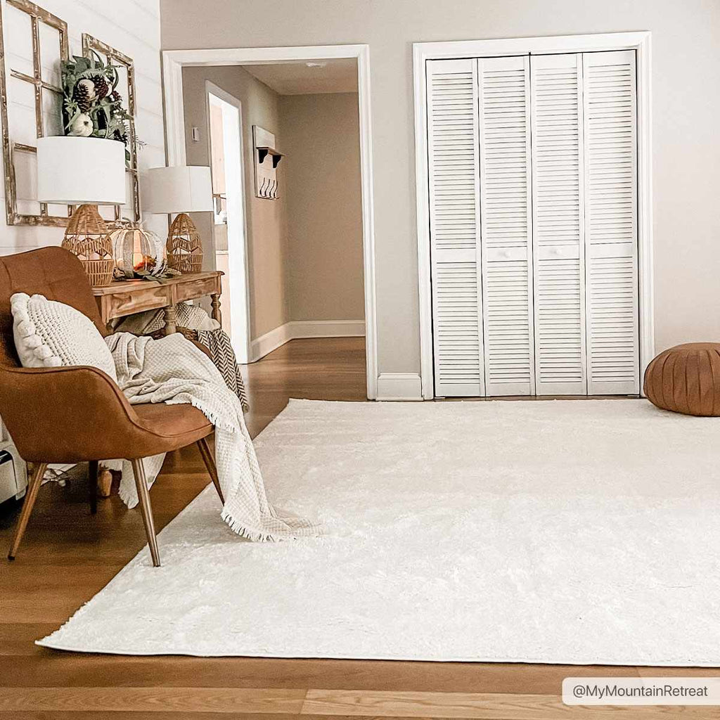 Judy White Washable Area Rug - Clearance