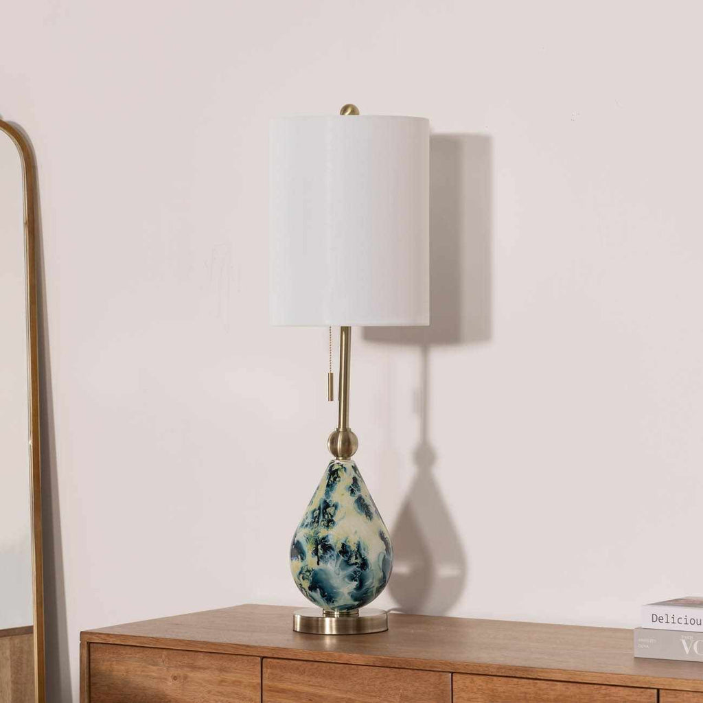 Katipunan Aqua Gold Metallic Brass Table Lamp