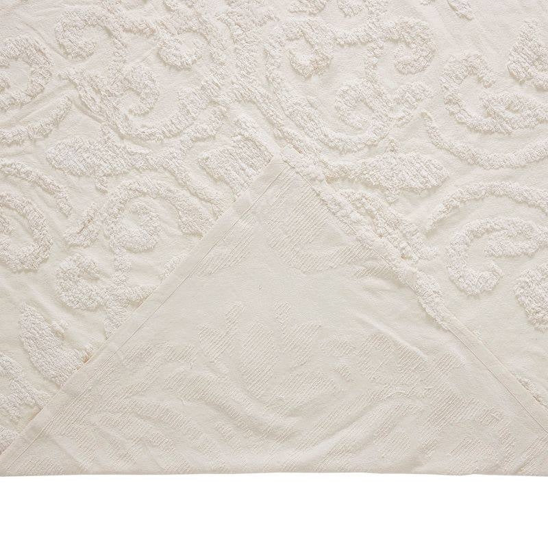 King Size 100-Percent Cotton Chenille 3-Piece Coverlet Bedspread Set in Ivory