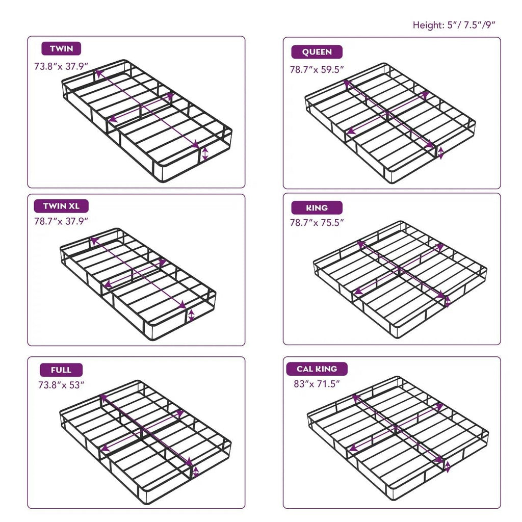 King size 5-inch Low Profile Metal Box Spring Mattress Foundation with Cover