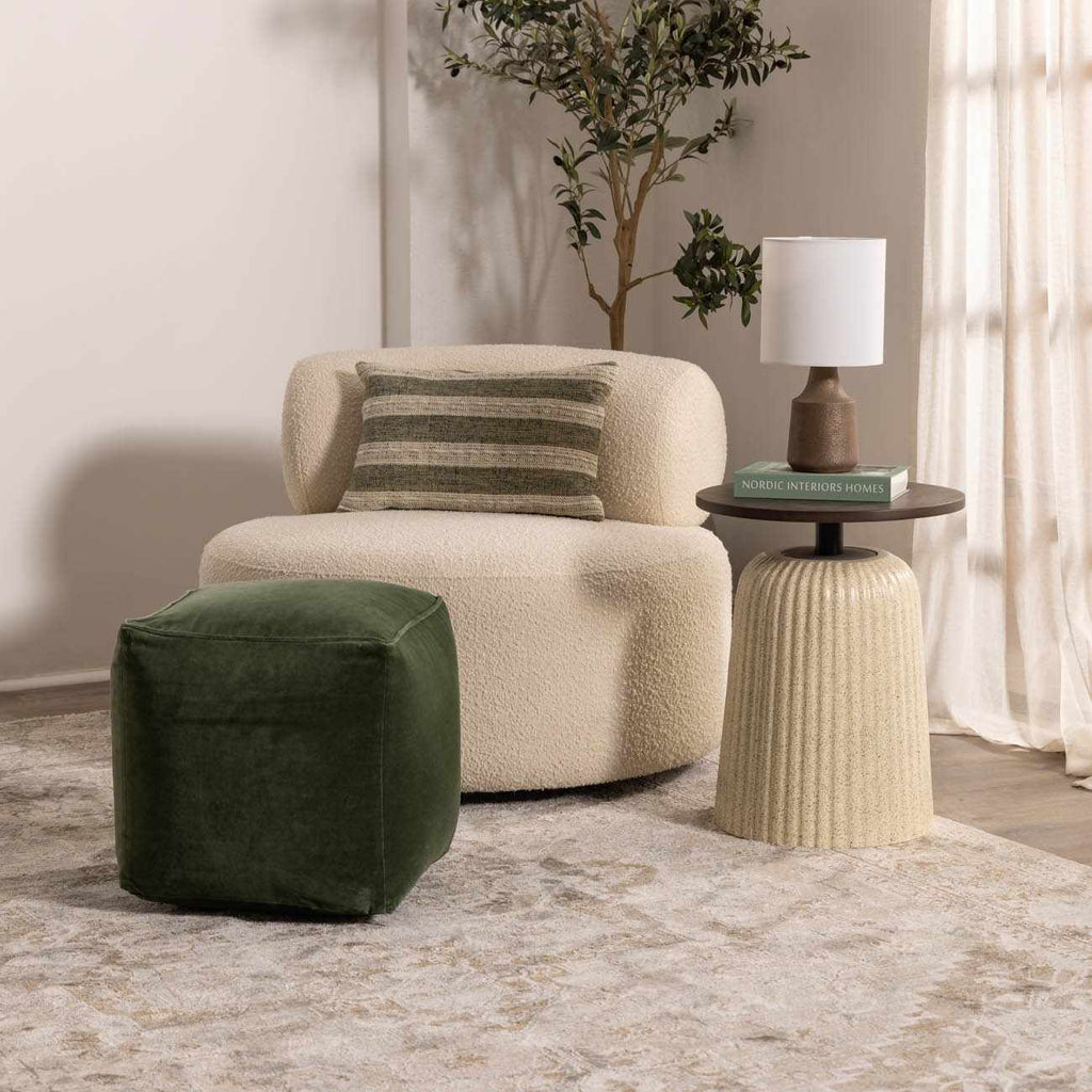 Kumlu Ribbed Ceramic White Table Lamp