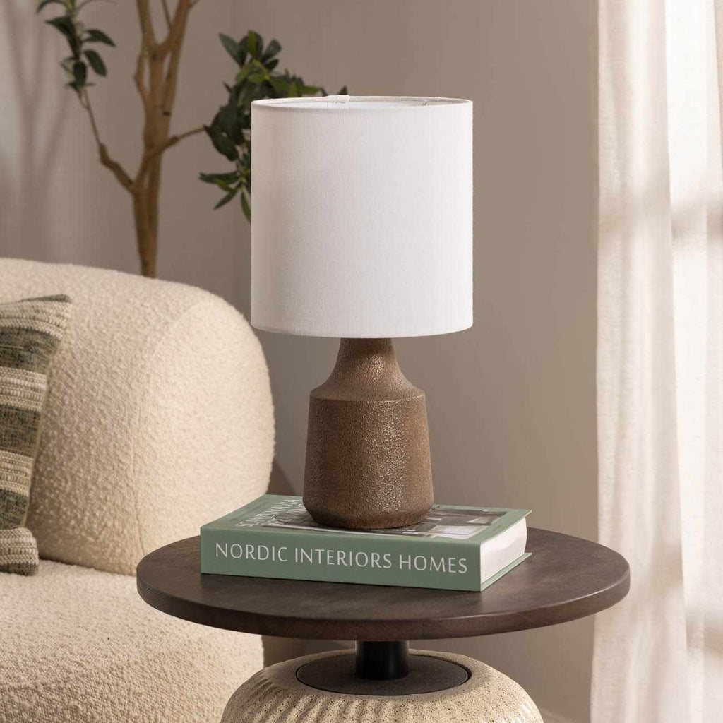 Kumlu Ribbed Ceramic White Table Lamp