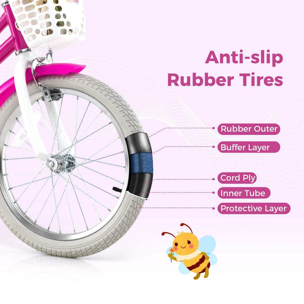 Kids Bike 18 Inch with Training Wheels and 2 Brake System for 4-8 Years Old