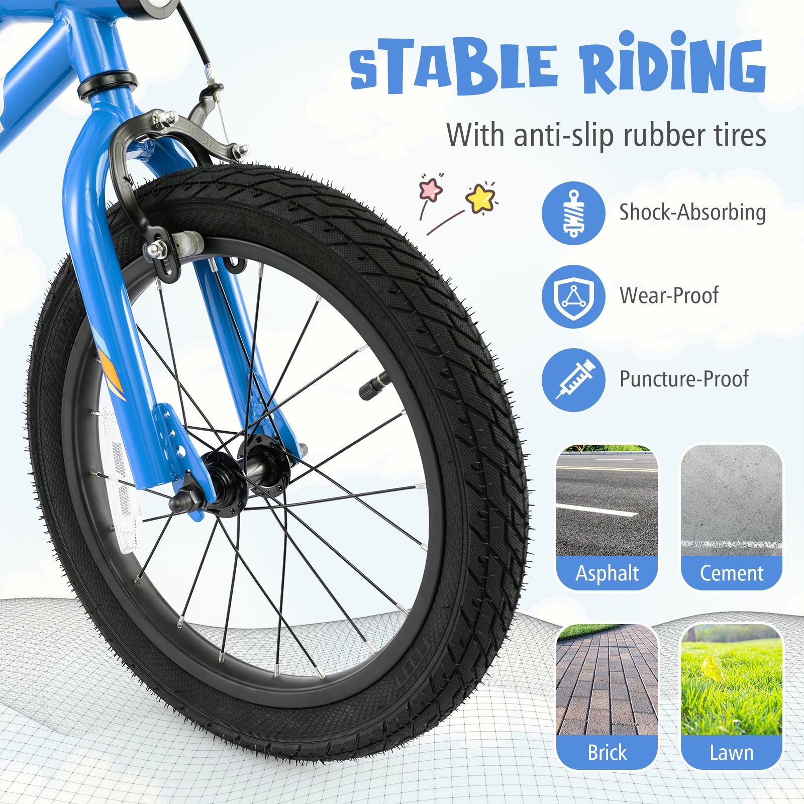 16 Inch Kids Bike LED Lighted Adjustable with Training Wheels for 4-7 Years Old Kids-16 inches