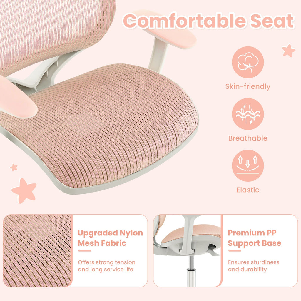 Swivel Mesh Children Computer Chair with Adjustable Height-Pink