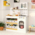 Kids Kitchen Playset with Cooking Accessories and Toy Cuttable Veggies-White