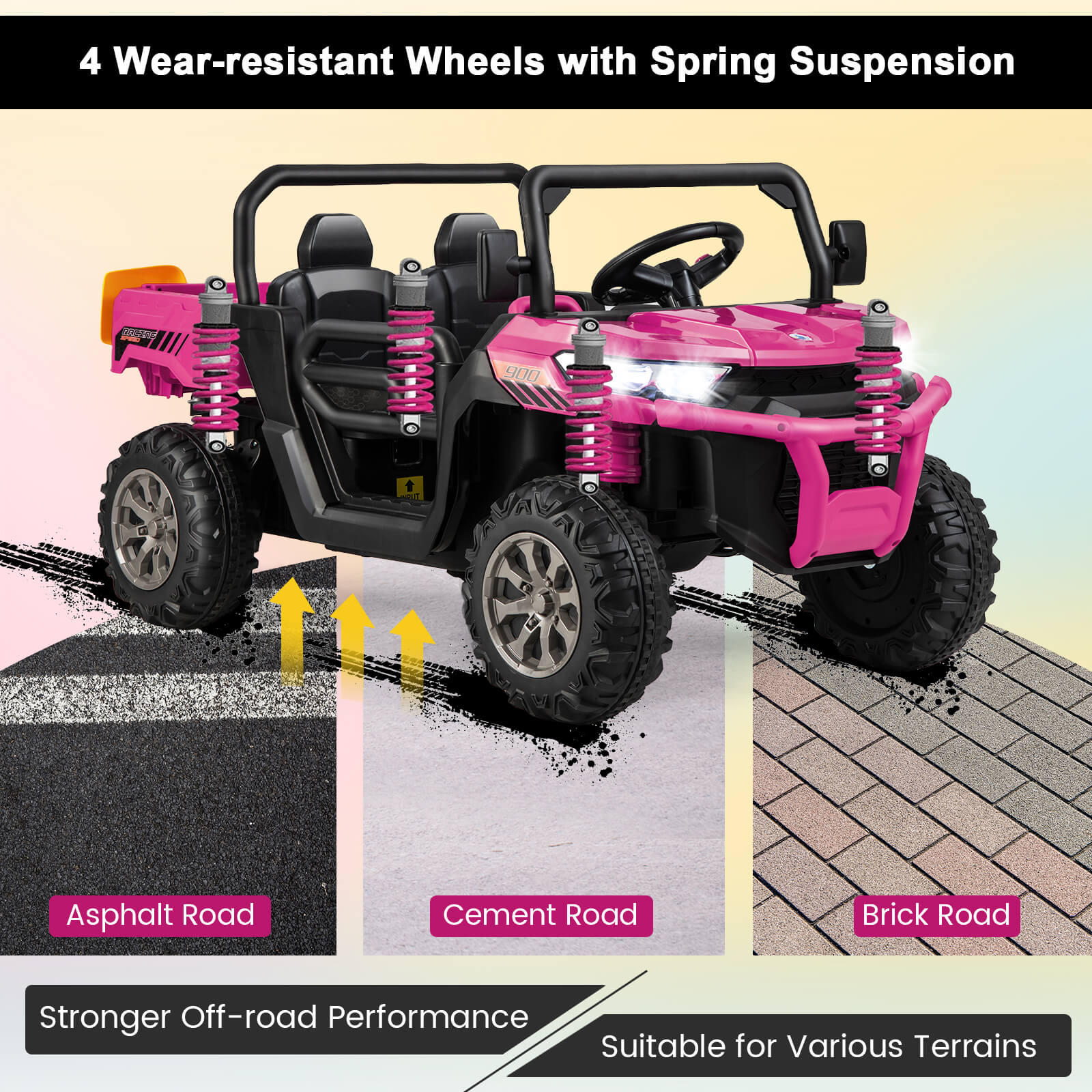 2-Seater Kids Ride On Dump Truck with Dump Bed and Shovel-Pink