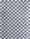 Alie Blue Gray Checkered Washable Rug