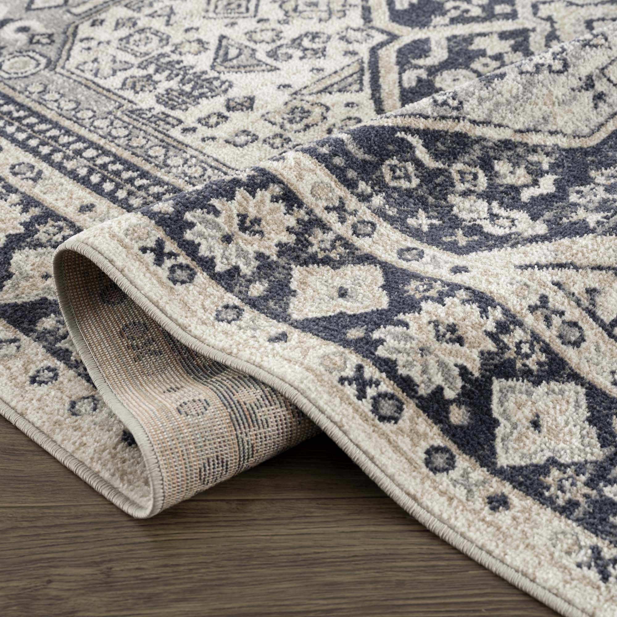 Cabacungan Cream & Gray Washable Area Rug - Clearance