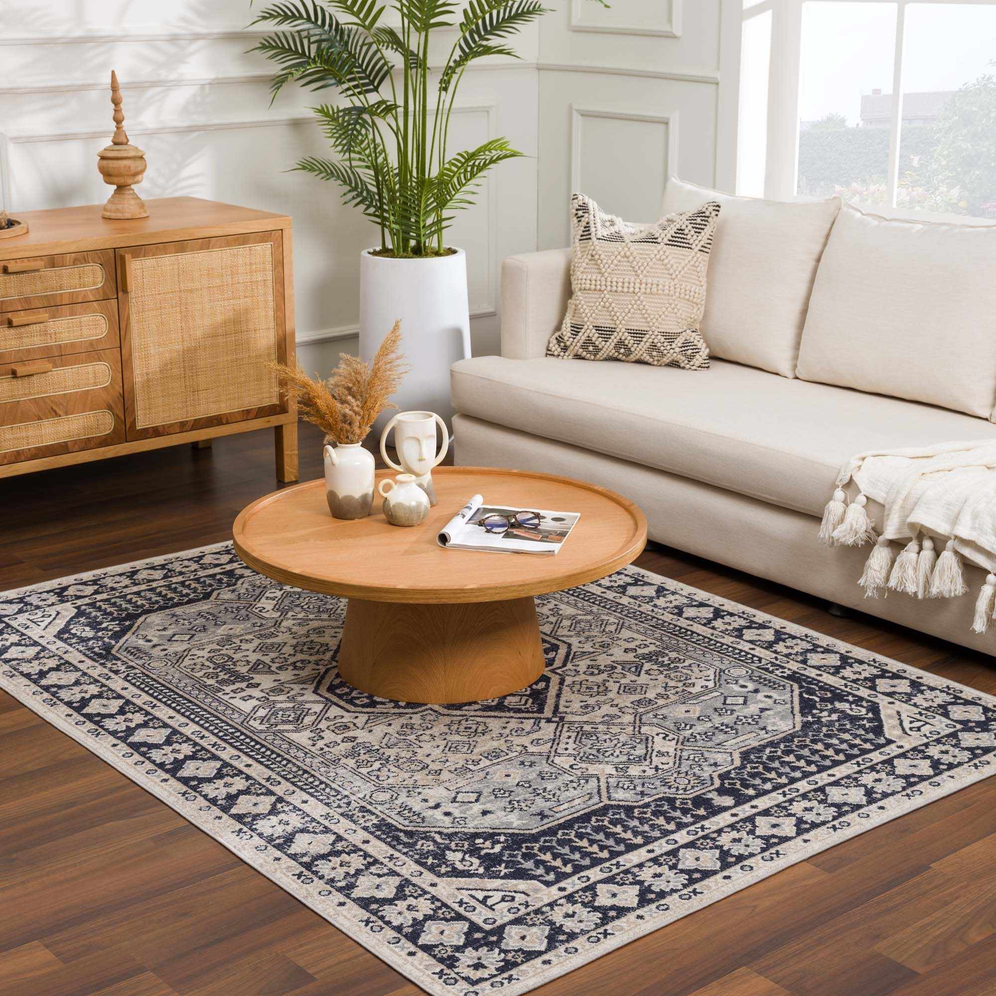 Cabacungan Cream & Gray Washable Area Rug - Clearance