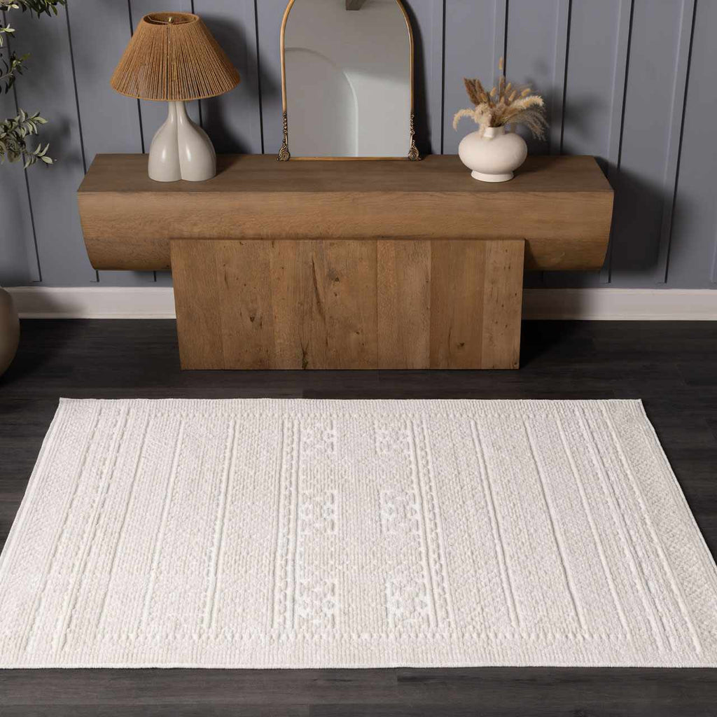 Bahar Cream Washable Area Rug