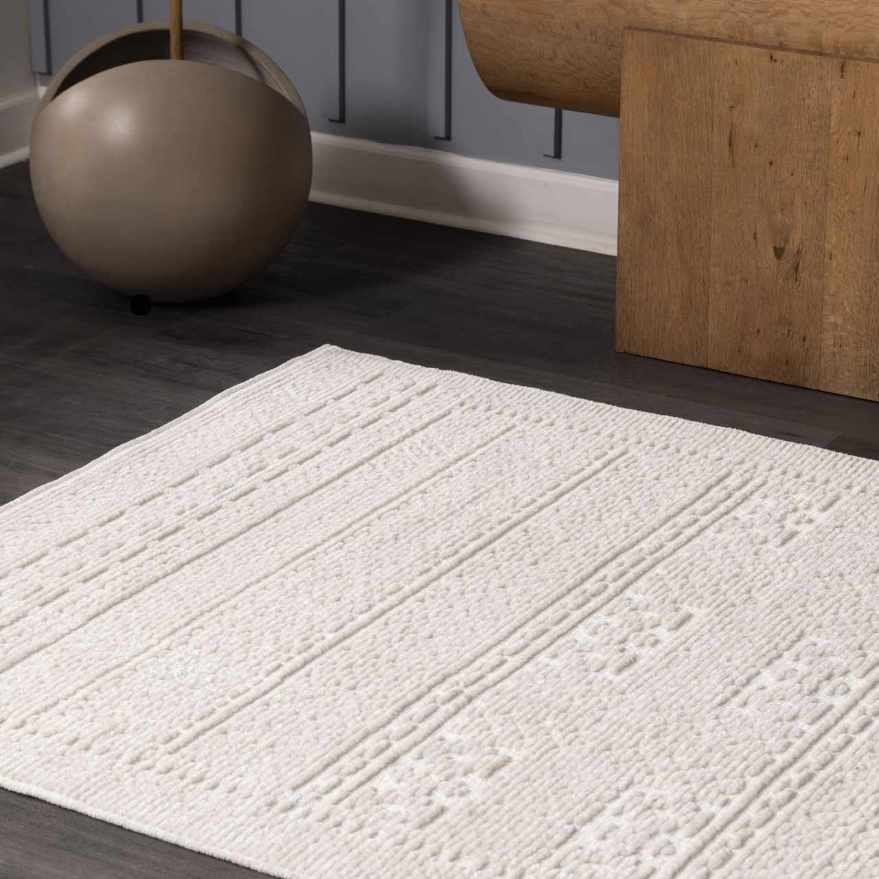 Bahar Cream Washable Area Rug