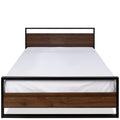 Modern FarmHome Queen Low Profile Metal Wood Platform Bed