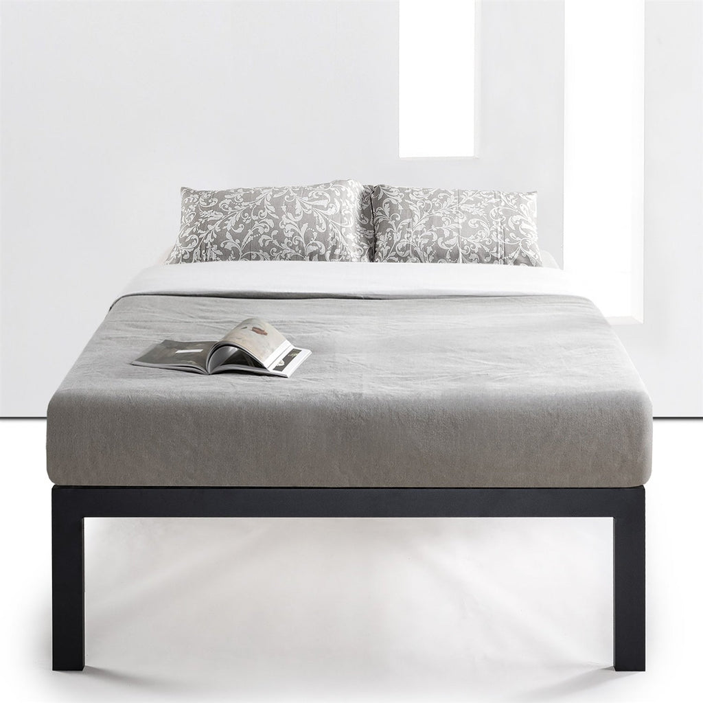 Full size 18 Inch Easy Assemble Metal Platform Bed Frame Wooden Slats