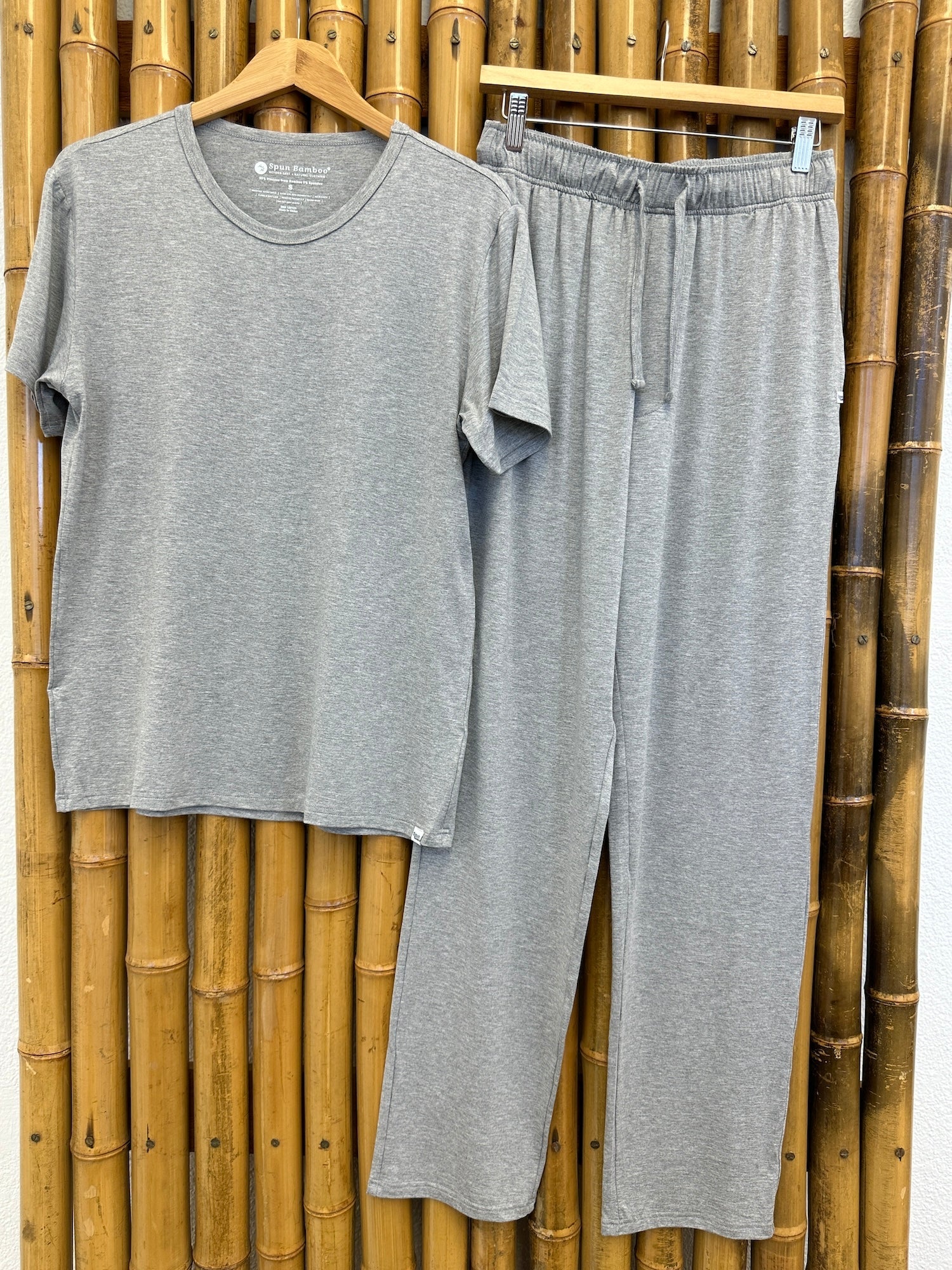 Men's Soft Bamboo Lounge Pajama Set - Short Sleeve Top & Pants