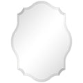 Modern Frameless 32 x 24 inch Scalloped Beveled Accent Bathroom Mirror