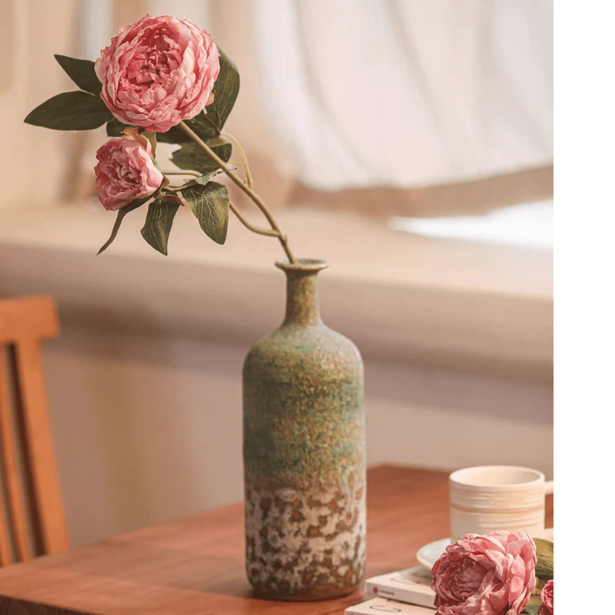 Artificial Sophia 2-Head Peony Stem 20.8" Tall