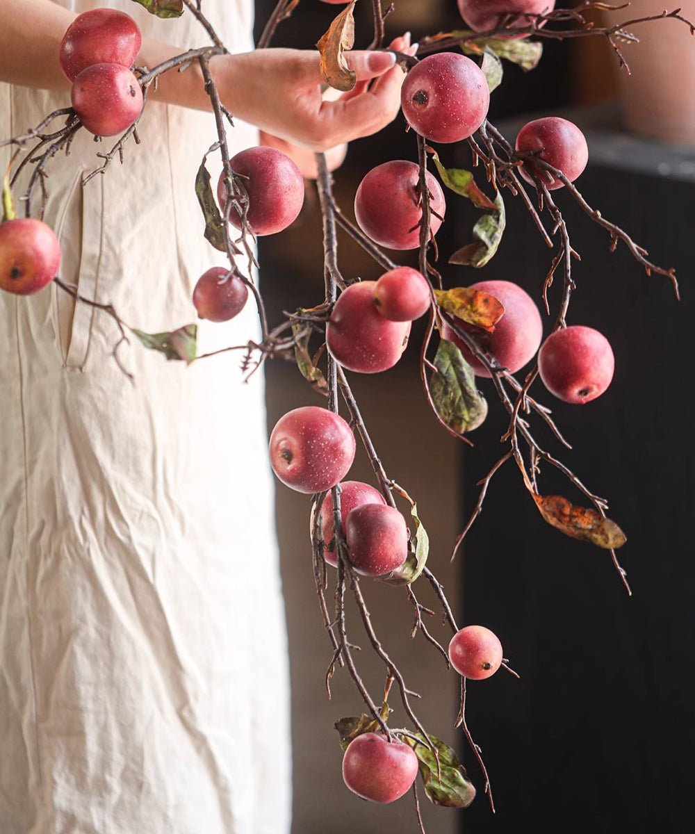 Faux Red Apple Branch Stem 36" Tall