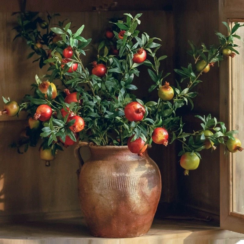 Big Fruit Faux Pomegranate Stem 32" Tall
