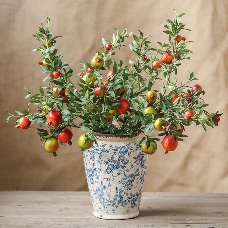 Big Fruit Faux Pomegranate Stem 32" Tall