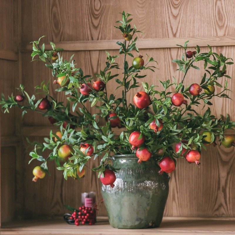 Big Fruit Faux Pomegranate Stem 32" Tall