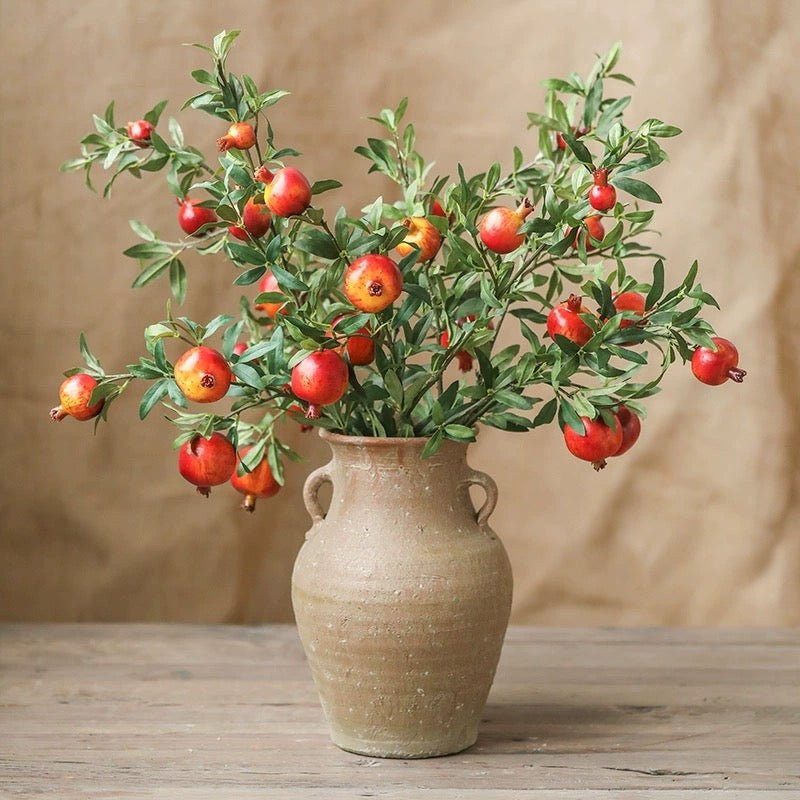 Big Fruit Faux Pomegranate Stem 32" Tall