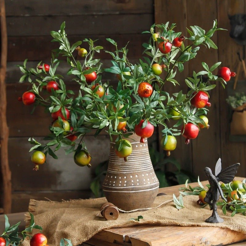 Big Fruit Faux Pomegranate Stem 32" Tall