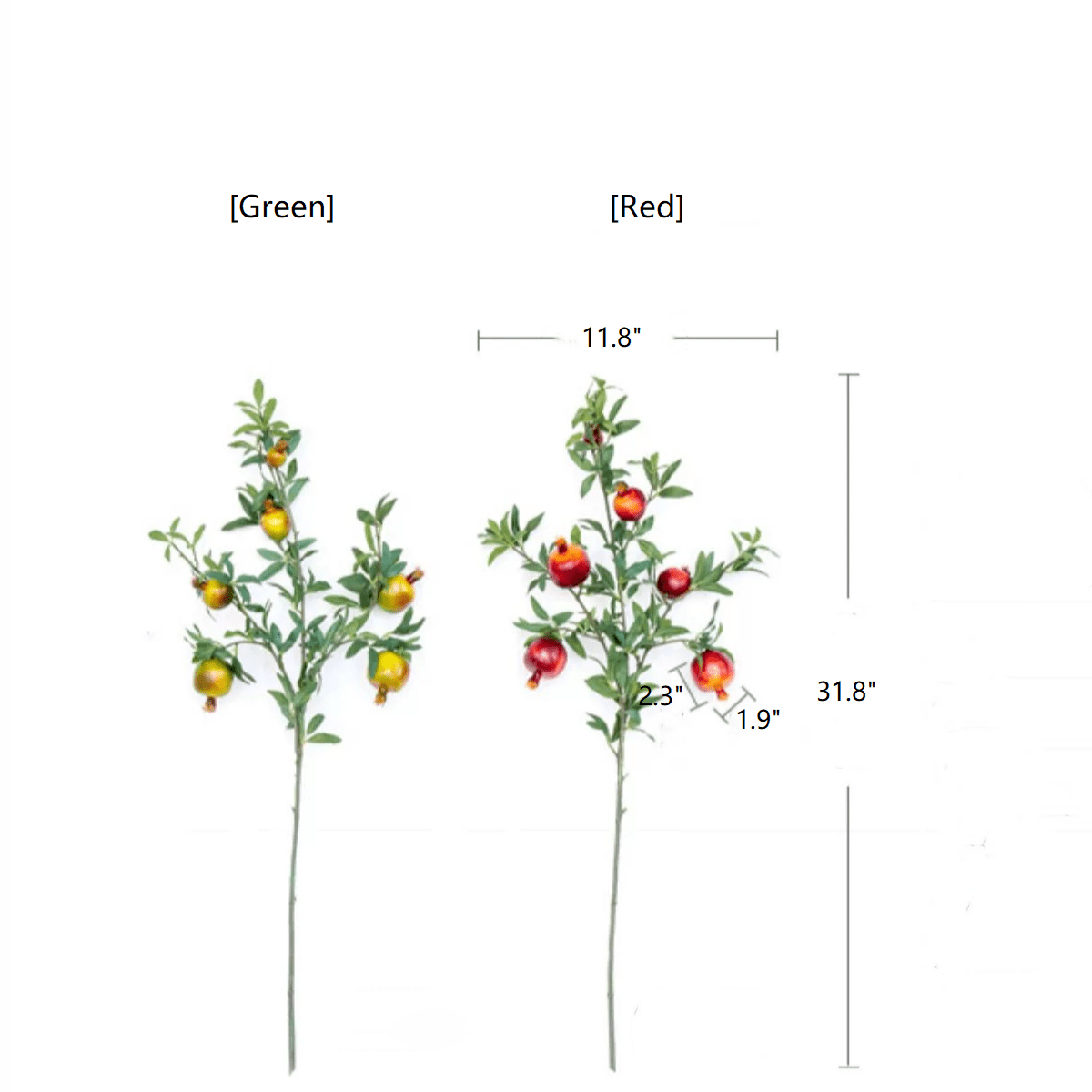 Big Fruit Faux Pomegranate Stem 32" Tall