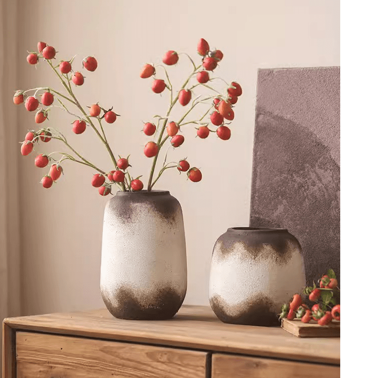 Watertight Brown Imprint Ceramic Vase