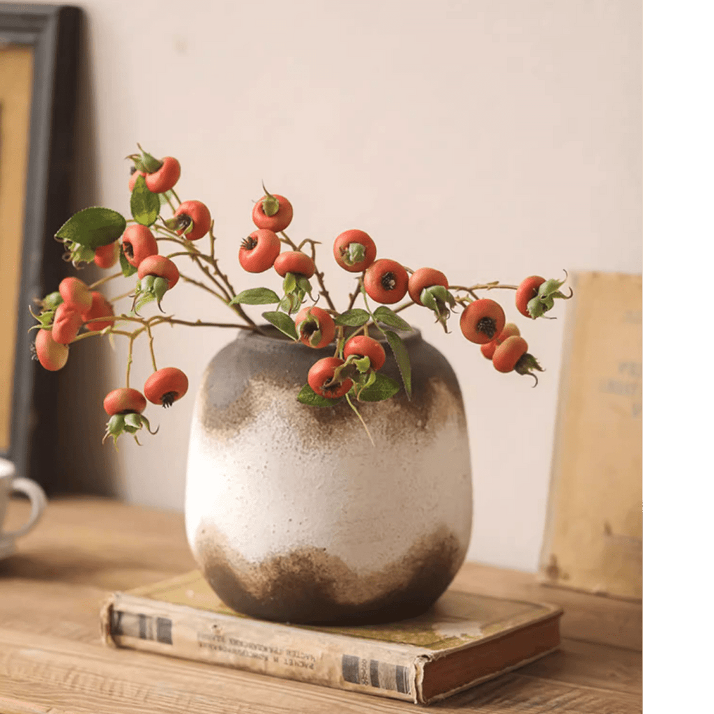 Watertight Brown Imprint Ceramic Vase