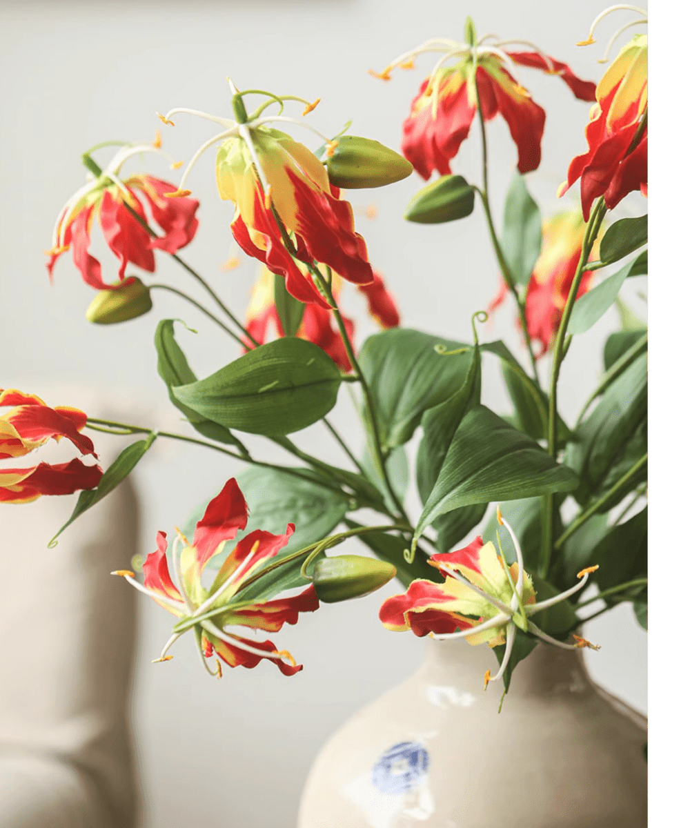 Faux Fire Lily Stem 31.9" Tall