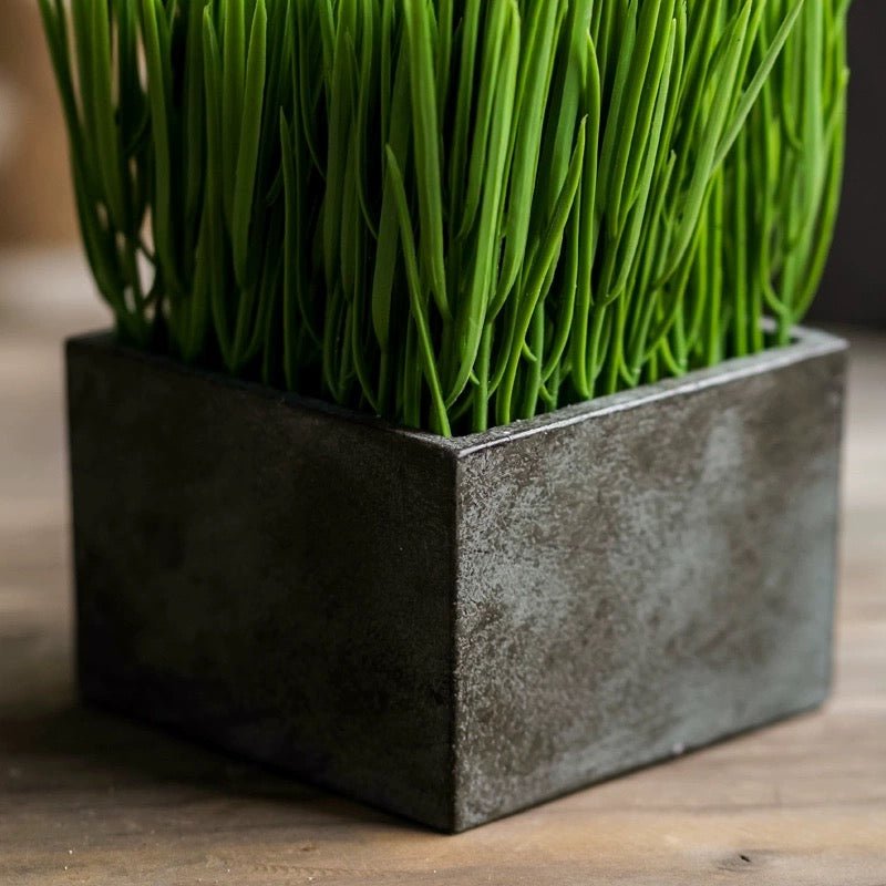Faux Grass in Black Pot