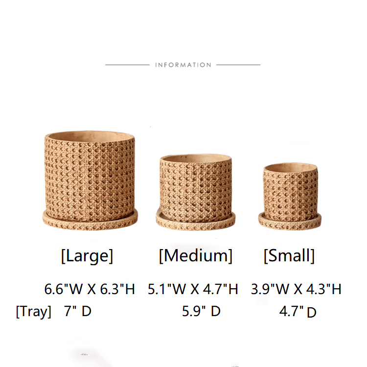 Faux Woven Grid Cement Pot
