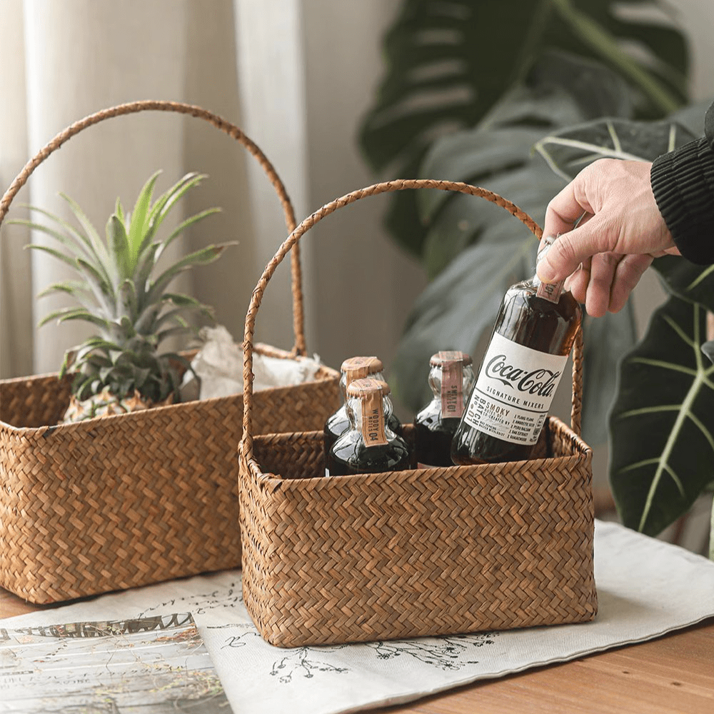 Rectangular Woven Carry Basket Organizer