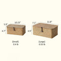 Rectangular Natural Straw Storage Basket with Lid