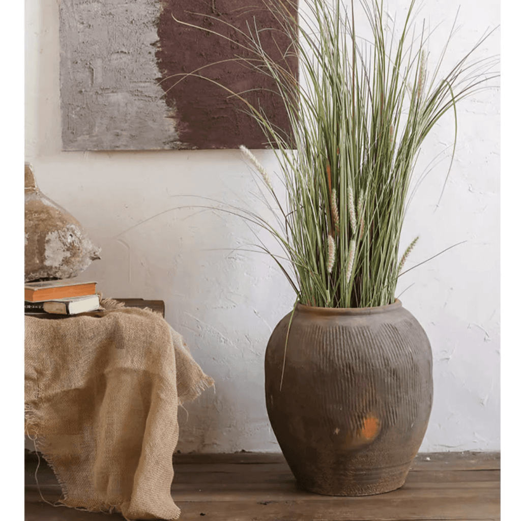 Round Earthenware Brown Pot