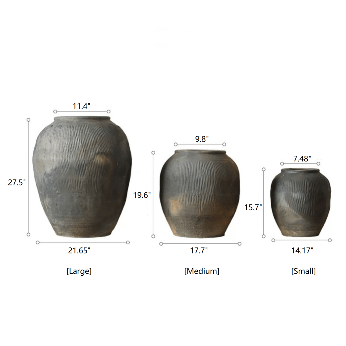 Round Earthenware Gray Pot