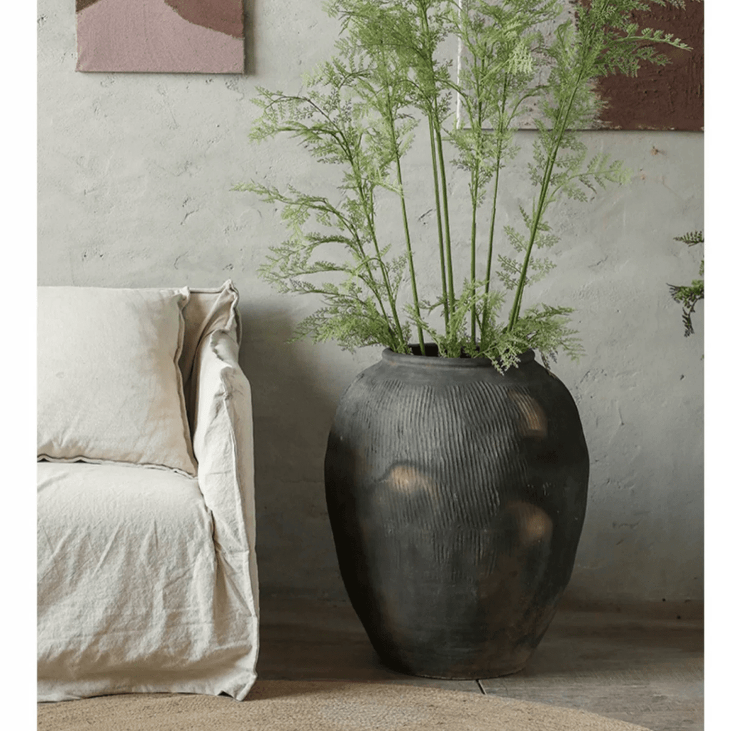 Round Earthenware Gray Pot