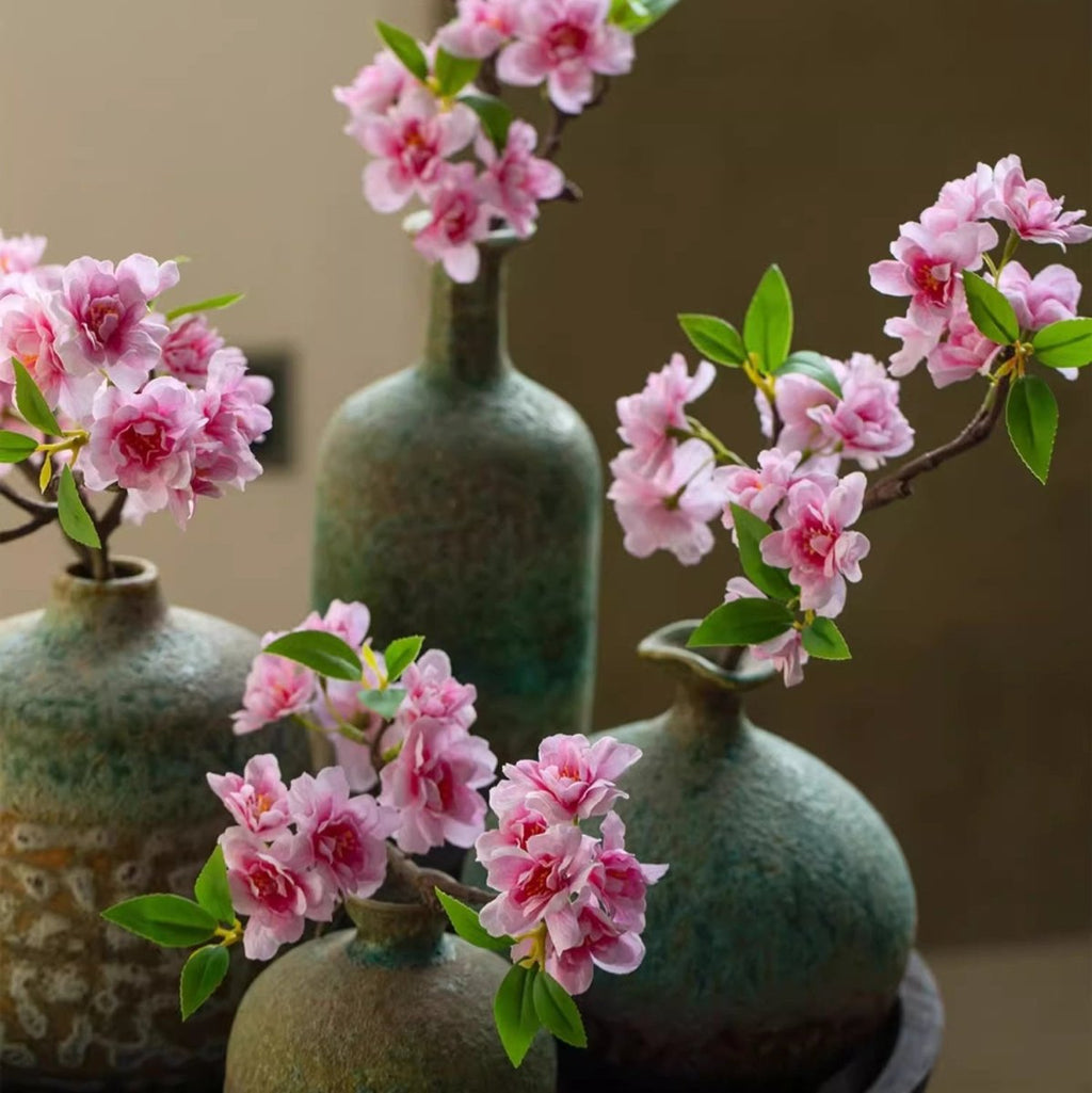 Small Peach Blossom Flower Stem 16.5" Tall