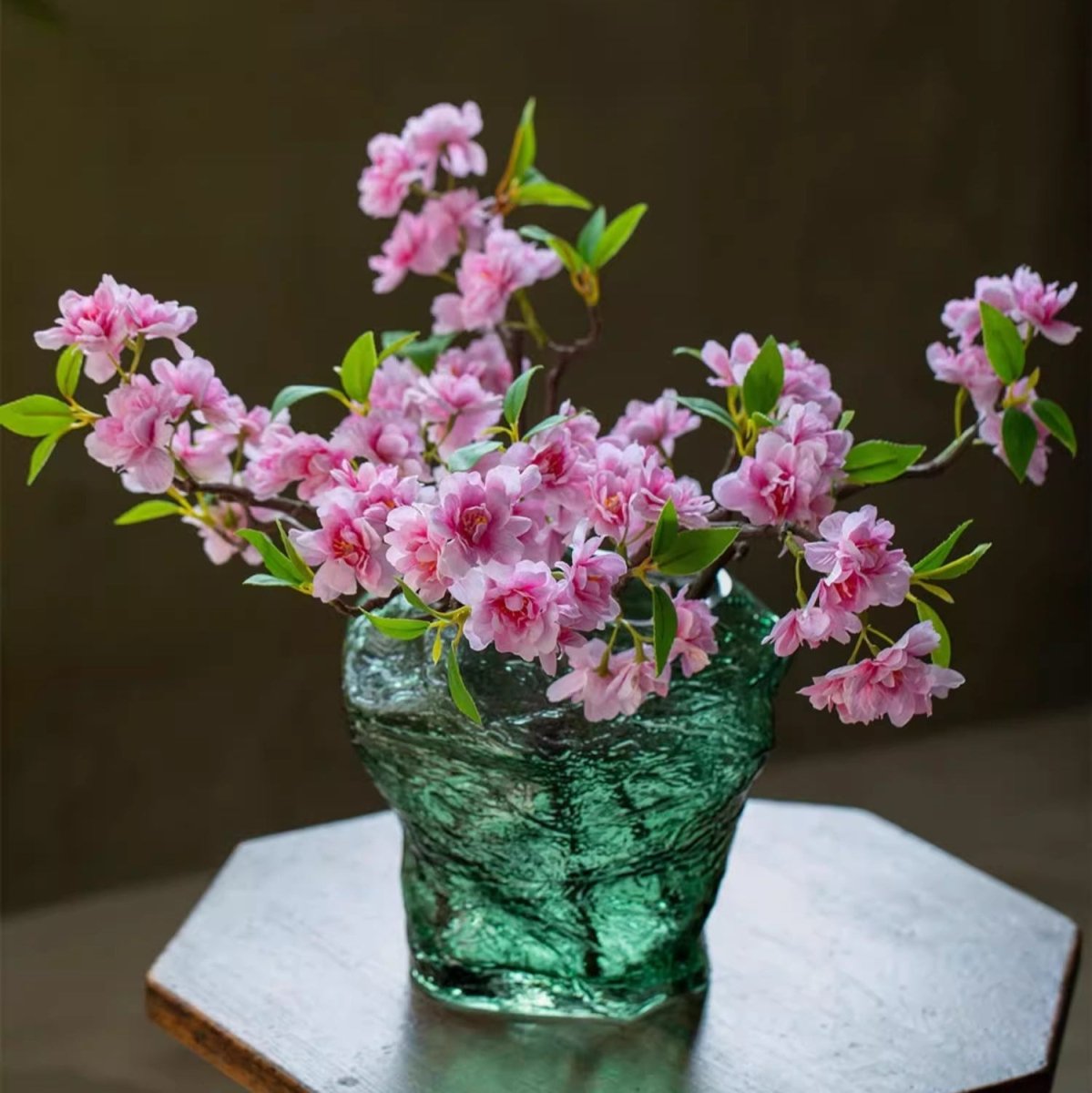Small Peach Blossom Flower Stem 16.5" Tall