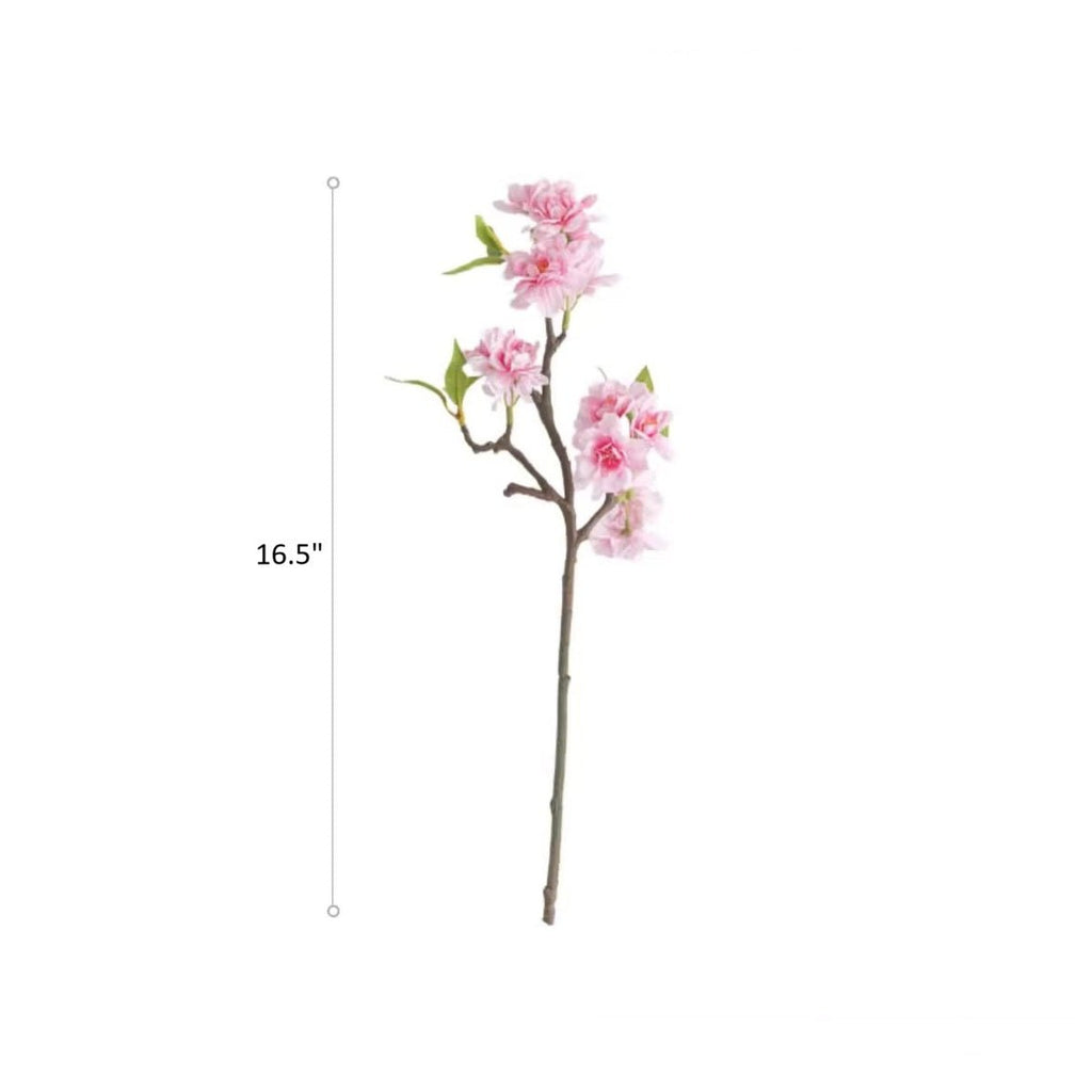 Small Peach Blossom Flower Stem 16.5" Tall