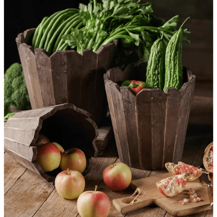 Spliced Solid Wood Planter Round