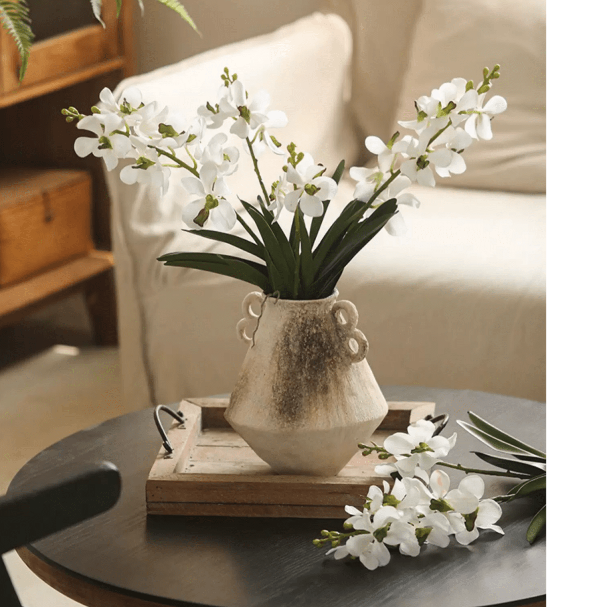 Faux Vanda Orchid Stem 24" Tall