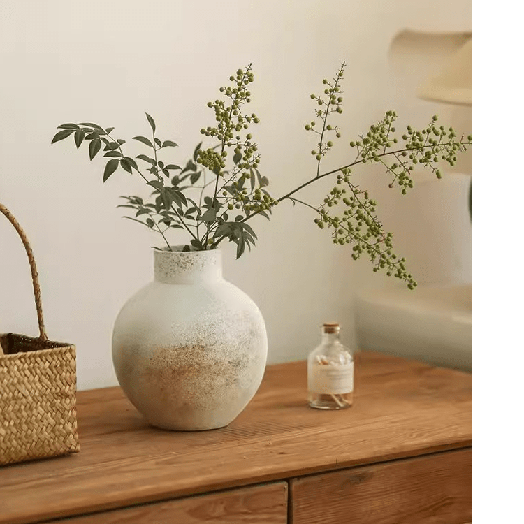 Watertight Coarse Round-Body Ceramic Vase