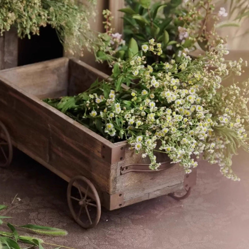 Wooden Wagon Planter Garden Flower Box